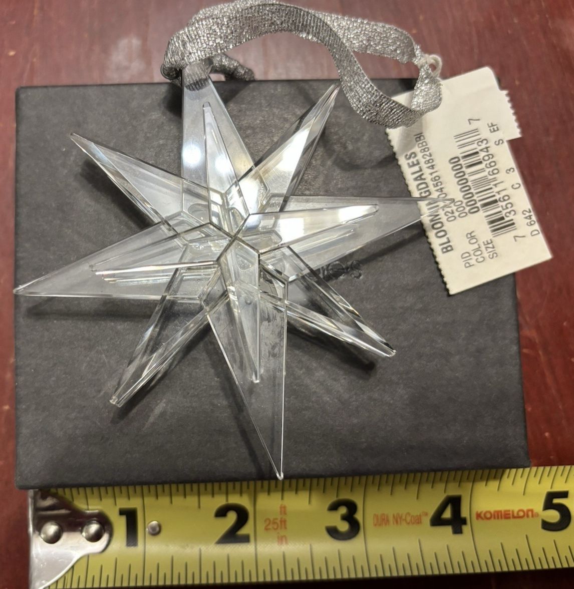 Bloomingdale&#39;s clear STAR ornament Christmas NEW NWT - £25.97 GBP
