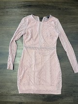 Charlotte Russe Pink Lace Long Sleeve Body on Dress Size Medium - £6.13 GBP