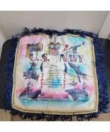 VTG US Navy Souvenir Sister Sweetheart Pillow Cover Silk with Fringe WW2 - $18.14