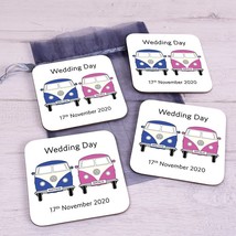 Personalised Camper Van Coaster Wedding Gift Bride Groom, Bride Bride, Groom Gro - £11.59 GBP