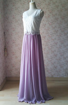 Rustic Wedding Lavender Maxi Chiffon Skirt Lace Top 2-Piece Bridesmaid Dresses image 3