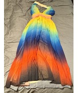 L’Atiste by Amy Rainbow Ombre Halter Maxi Dress Sz M NWT $110 - $728.13 MXN