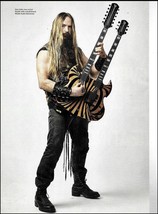 Zakk Wylde with a double neck Wylde Audio Barbarian guitar pin-up photo - £3.34 GBP