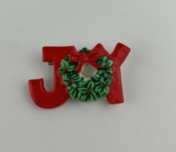 Vintage Brooch Christmas JOY Pin Plastic - £7.32 GBP