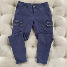 Nanette Lepore Moto Style Pants Navy Blue Zipper Detail  10 - $401.76 MXN