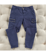 Nanette Lepore Moto Style Pants Navy Blue Zipper Detail  10 - $398.05 MXN