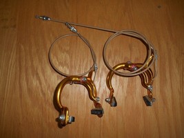 Long reach BMX cruiser bicycle brake calipers w/cables-GOLD - $50.00