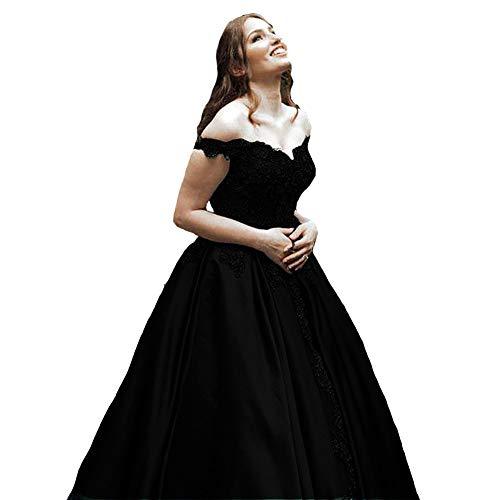 Kivary Beaded Off The Shoulder V Neck Ball Gown Long Prom Evening Dresses Black