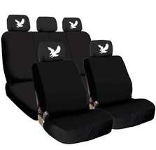 For TOYOTA New Black Flat Cloth Car Seat Covers and Eagle design Headrest Cover - $40.44