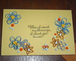Handcrafted Paper Quill Plaque with Stand-New- When I count my blessings - $19.99