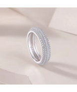 18K 925 Sterling Silver Sparkling 5-Rows Full Moissanite Eternity Ring (Size 5-9 - $279.99
