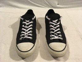 Adult Converse All Star Canvas Black Gray Striped Men&#39;s 9 Women&#39;s sz11 Shoes - £37.01 GBP