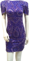 Vintage Purple Silk Beaded Dress, 80s Avante Garde Glam Rock - £299.70 GBP