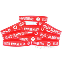 10 Heart Health Awareness Bracelets High Quality Heart Disease Aware Wristbands - £10.24 GBP
