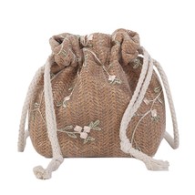 Fashion Small Shoulder Bags Women Beach Straw Woven Flower Embroidery Bags Ladie - £9.60 GBP