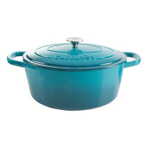 Crock Pot Artisan 7 Quart Enameled Cast Iron Oval Dutch Oven in Teal Ombre - $106.62