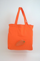 Bey Berk Orange Carrot Re-usable Foldable Bag Recycled Leather/Nylon - $19.75