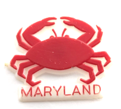 Maryland Chesapeake Blue Crab Red White Plastic Pin Nautical Animal Souvenir VTG - $9.99