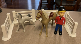Vtg lot Little Tikes dollhouse Jockey Horse Rider Figure Fence - £33.04 GBP