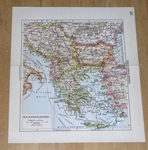 1938 Original Vintage Map Of Balkans Yugoslavia Serbia Greece Verso Italy Istria - £15.36 GBP
