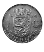PAYS-BAS 1 Gulden Juliana 1964  - $230.06 MXN