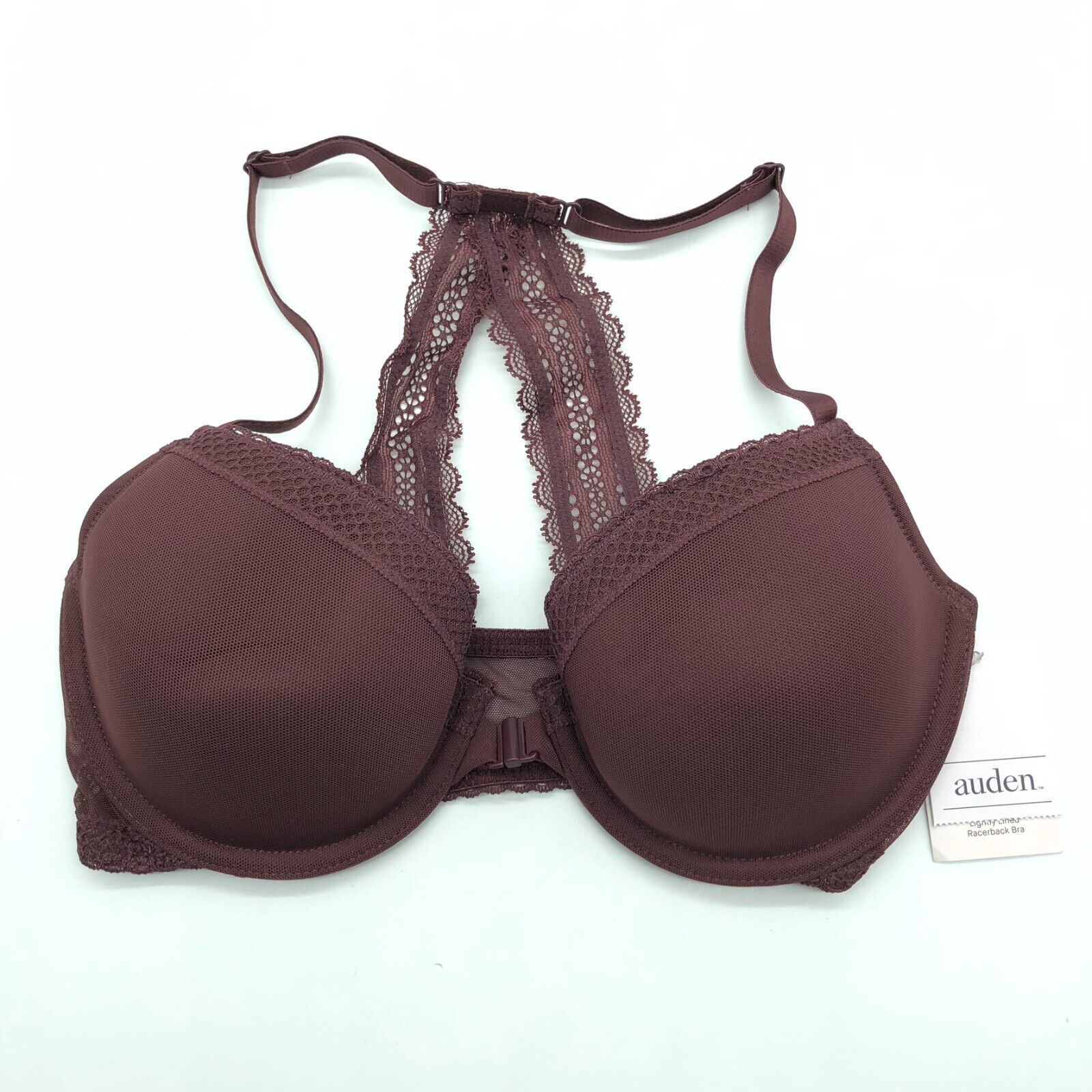 Primary image for Auden Bra The Ace Demi Front Closure Lightly Lined Racerback Burgundy 32C