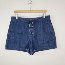 Rag &amp; Bone | High Rise Lace-Up Front Jean Shorts, size 32 - £47.85 GBP