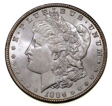 1886 Silver Morgan Dollar in Choice BU Condition, Excellent Eye Appeal - €74,26 EUR
