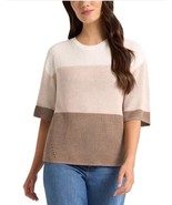 Matty M Womens Sweater Taupe Multicolor Colorblock Crewneck Elbow Length... - $752.30 MXN