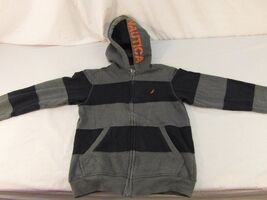 Youth Teenager Nautica Navy Blue Gray Orange Striped Full Zipper Jacket ... - $16.96 CAD