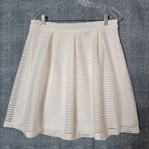 Forever 21 Womens Pleated Skirt  Size L Knee Length Sheer Lined  White - £11.13 GBP