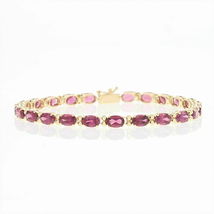 11.25Ct Oval Cut Ruby 14K Yellow Gold Over Tennis Bracelet For Women&#39;s Gift - £129.48 GBP