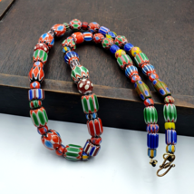 Vintage Chevron Venetian Style Skunk Glass Beads Necklace NC-B-2 - £36.63 GBP