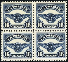 C5, Mint VF NH 16¢ Block of Four Airmail Stamps CV $480 ** Stuart Katz - £230.76 GBP