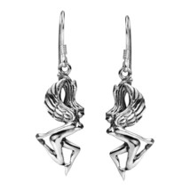 Maiden Angels &quot;Virgo&quot; Zodiac Sign .925 Silver Dangle Earrings - £18.46 GBP