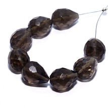 Natural Smoky Quartz Faceted Side Drop Beads Briolette Loose Gemstone Jewelry - £4.42 GBP