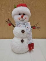Holiday Style Christmas Table Top Decor Snowman 11.5&quot; Fuzzy Soft Faux Fur - £12.36 GBP