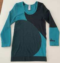 Adidas x Stella McCartney Geometric Work Out Shirt Size Small Turquoise Black - $38.49