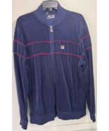 VTG Fila Deverall Velour Track Jacket Men XL Navy Blue Full Zip Sopranos Mafia - $39.57