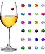 24 Pieces Wine Glass Charms Crystal Magnetic Drink Markers for Wine Glas... - £16.62 GBP