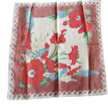 Vintage Womens Hankie Poppies Poppy Flowers Floral Botanical Decorative Fading - £10.65 GBP