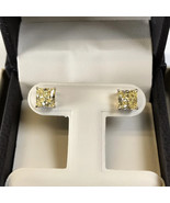 Lab Grown Fancy Yellow Princess 4 Cts Solitaire Stud Earrings 14K Yellow... - €2.161,13 EUR