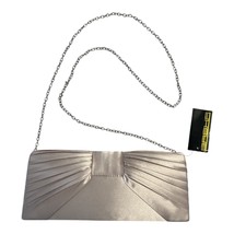 Sasha Champagne Satin Clutch Purse with Two Interchangeable Straps – New... - $24.00