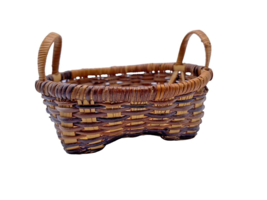 Vintage Mini Laundry Basket Wicker Woven Dollhouse Furniture Pretend Play 4&quot;x4&quot; - £36.65 GBP