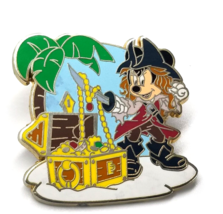 2011 Disney Pirate Mickey Mouse Treasure Chest Silver Tone Enamel Lapel Pin - £6.93 GBP