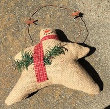 21027 - Burlap Hanging Star Snowman with scarf and greenery - $7.95