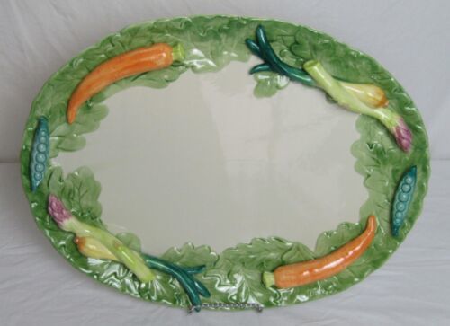 FITZ AND FLOYD MAJOLICA CERAMIC VEGEABLE SERVING PLATTER 3D EUC DH2349 - $45.00