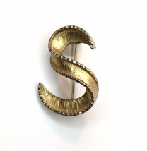 Vintage Brooch Pin Gold Tone Curled Ribbon &quot;S&quot; Shape - $8.00