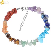 CSJA Reiki 7 Chakras Bracelets Crystal Bracelets Women Chain Link Healing Balanc - $10.77