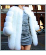 Long Full Pelt Snow White Fox Faux Fur O Neck with Long Sleeves Luxury F... - £268.57 GBP